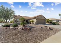 Single-story home with desert landscaping and a two-car garage at 16203 W Starry Sky Dr, Surprise, AZ 85374