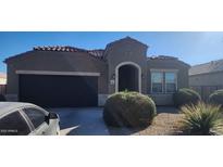 One-story home with gray exterior, tile roof, and landscaped front yard at 41917 W Manderas Ln, Maricopa, AZ 85138
