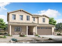 Two-story house with brown garage door and stone accents at 24216 W Agora Ln Ln, Buckeye, AZ 85326