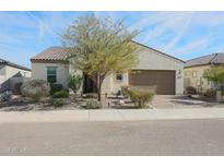 Single-story home with a two-car garage and desert landscaping at 16247 S 180Th Dr, Goodyear, AZ 85338