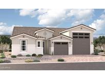 New two-story home with two-car garage, attractive landscaping, and desert-inspired design at 18187 W Hilton Ave, Goodyear, AZ 85338