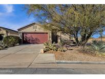 Single-story house with red garage door and desert landscaping at 23818 N High Dunes Dr, Florence, AZ 85132