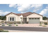 Charming single-story home featuring a tile roof, stucco siding, a two-car garage, and desert landscaping at 18175 W Hilton Ave, Goodyear, AZ 85338