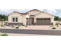 Charming single-story home featuring desert landscaping, a brick-paved driveway, and a neutral color palette at 18199 W Hilton Ave, Goodyear, AZ 85338