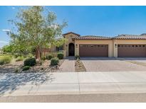 Charming single-story home featuring a tile roof, desert landscaping, and a two-car garage at 24670 N 171St Ln, Surprise, AZ 85387