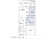 Layout of the home featuring bedrooms, kitchen, great room, dining, and garage spaces at 3205 E Outlaw Ln, San Tan Valley, AZ 85140