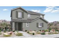 Two-story home featuring a neutral color scheme, symmetrical window placement, and landscaping at 14634 W Sand Hills Rd, Surprise, AZ 85387