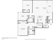 Floor plan showcasing a primary bedroom with ensuite, balcony, living room, dining room and laundry room at 7121 E Rancho Vista Dr # 5011, Scottsdale, AZ 85251