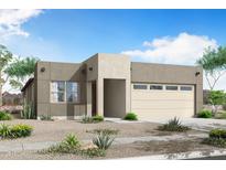 Contemporary home featuring a low-maintenance desert landscape and a neutral color palette at 24187 W Agora Ln, Buckeye, AZ 85326