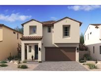 Charming two-story home featuring neutral stucco, a brown roof, and a two-car garage, surrounded by desert landscaping at 7975 W Griswold Rd, Peoria, AZ 85345