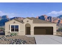 Charming single-story home featuring desert landscaping, a two-car garage, and mountain views at 28216 N Nealite Dr, San Tan Valley, AZ 85143