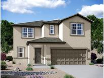 Charming two-story home with neutral tones and landscaped front yard at 2087 E Bucking Bronco Dr, San Tan Valley, AZ 85140