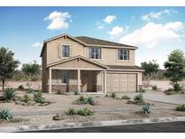 Charming two-story home showcasing a neutral color palette, inviting front porch, and attached two-car garage at 4133 W Eli Dr, San Tan Valley, AZ 85144