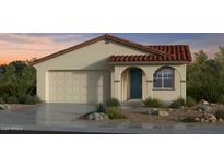 Charming single-story home featuring a red tile roof, desert landscaping, and a two-car garage at 7828 E Quintana Ave, Mesa, AZ 85212