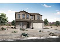 Traditional two-story home featuring a neutral color palette, covered porch, and a two car garage at 4241 W Brenley Dr, San Tan Valley, AZ 85144