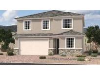 Charming two-story home featuring a stucco facade, stone accents, and an attached two-car garage at 11615 W Beck Ave, Youngtown, AZ 85363