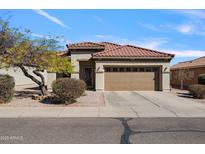 Charming single-story home with a well-maintained front yard, desert landscaping, and a two-car garage at 2910 W Allens Peak Dr, San Tan Valley, AZ 85144