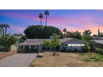 Charming single-story home featuring a large front yard with a basketball hoop and mature trees at 5809 W Morten Ave, Glendale, AZ 85301
