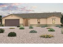 Charming single-story home with a neutral color palette and a well-maintained front yard at 11170 W Magdalena Dr, Arizona City, AZ 85123