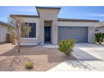 Charming single-story home featuring a brick entryway and a well-maintained front yard at 40789 W Shaver Dr, Maricopa, AZ 85138