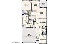 Detailed floor plan showcases the layout with a spacious kitchen, primary suite, and open living areas at 1409 W Hopi Dr, Coolidge, AZ 85128