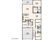 Detailed floor plan showcasing the layout with bedrooms, kitchen, living, and garage spaces at 8680 W Mission Hills Dr, Arizona City, AZ 85123