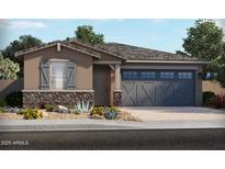 Charming single-story home featuring stone accents, desert landscaping and a two car garage at 24391 W La Salle St, Buckeye, AZ 85326