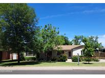 Charming single-story home featuring a lush green lawn and beautiful garden landscaping under a clear blue sky at 32 E 14Th St, Tempe, AZ 85281