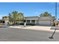 Charming single-story home with a well-manicured yard and a spacious two-car garage at 11029 W Palmeras Dr, Sun City, AZ 85373