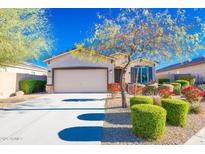 Charming single-story home featuring a well-manicured lawn and a two car garage at 17563 W Summit Dr, Goodyear, AZ 85338