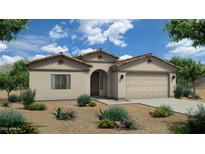 Inviting single-story home featuring a tile roof, stucco exterior, desert landscaping, and an attached two-car garage at 2524 N Pony Ln, Casa Grande, AZ 85122