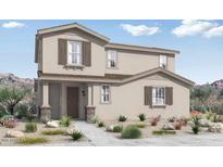 Charming two-story home featuring neutral stucco, covered porch, and manicured front yard, offering classic suburban appeal at 14618 W Sand Hills Rd, Surprise, AZ 85387