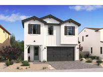 Charming two-story home featuring a gray roof, a two-car garage, and desert landscaping at 2370 W Los Arboles Pl, Chandler, AZ 85224