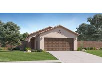 Inviting single-story home featuring a two-car garage and desert landscaping at 12219 E Sunflower Ln, Florence, AZ 85132