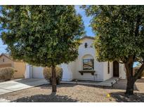 Charming single-story home with stucco exterior and mature trees in a well-maintained front yard at 18502 N Celis St, Maricopa, AZ 85138