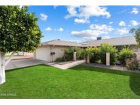 Charming single story home with well-maintained lawn, desert landscaping and covered parking at 10404 W Tropicana S Cir, Sun City, AZ 85351