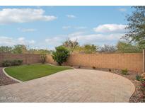 Desert backyard featuring manicured artificial grass and a paved patio space, surrounded by a block wall at 2014 E Anderson Dr, Phoenix, AZ 85022