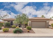 Single story home with a two car garage and desert landscaping at 20230 N Sojourner Dr, Surprise, AZ 85387