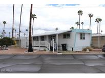 Charming single-story home with palm trees and a well-maintained front yard at 7807 E Main St # B-19, Mesa, AZ 85207