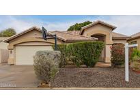 Charming single-story home with a well-manicured lawn and a basketball hoop in the driveway at 2164 W Megan St, Chandler, AZ 85224