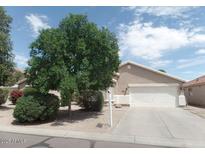 Charming single-story home with well-maintained landscaping, driveway, and two-car garage at 39837 N Manetti St, San Tan Valley, AZ 85140