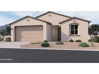 Charming single-story home featuring a neutral color scheme, a two-car garage, and low-maintenance desert landscaping at 7691 W Saddlehorn Rd, Peoria, AZ 85383