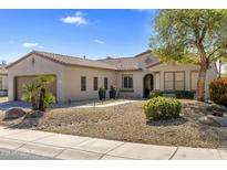 Inviting single-story home featuring a tile roof, desert landscaping, and a charming front entry at 20139 N Rawhide Way, Surprise, AZ 85387