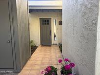 Charming front entrance with tiled walkway and delightful flower pots adding curb appeal at 2905 E Montecito Ave, Phoenix, AZ 85016