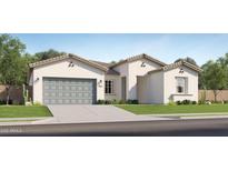 Charming single-story home featuring a gray garage door, desert landscaping, and a neutral stucco exterior at 3783 E Gold Mountain Ave, San Tan Valley, AZ 85143