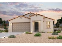 Charming single-story home featuring a tile roof, neutral stucco, and well-manicured landscaping at 2530 E Music Mountain Ave, Apache Junction, AZ 85119
