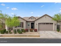Charming single-Gathering home featuring a two-car garage, neutral paint, and tidy landscaping at 9738 E Tiburon Ave, Mesa, AZ 85212