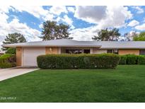 Well-maintained single-story home with a green lawn and mature landscaping in a quiet neighborhood at 9625 W Oak Ridge Dr, Sun City, AZ 85351