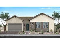 Charming single-story home featuring a gray garage door and stone accents at 2554 E Tepenade Dr, San Tan Valley, AZ 85140