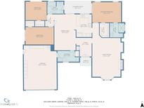 Detailed floor plan showcases the layout and dimensions of the home's living spaces, bedrooms, and garage at 6704 W Topeka Dr, Glendale, AZ 85308